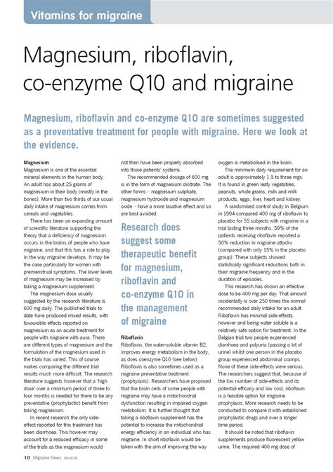 Coq10 Magnesium Riboflavin P1 Vitamins For Migraines Migraine Health And Wellness