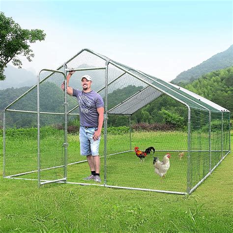 Waleaf Large Metal Chicken Coop Run For Yard With Cover Large Walk In