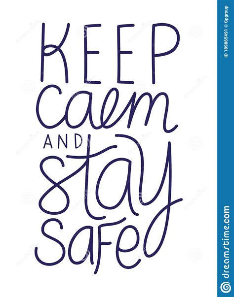Keep Calm And Stay Safe Text Vector Design Stock Vector Illustration