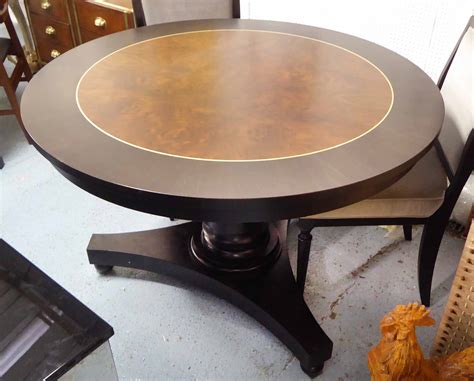 Clive christian furniture co., bolton. CLIVE CHRISTIAN DINING TABLE, round form with burr walnut ...