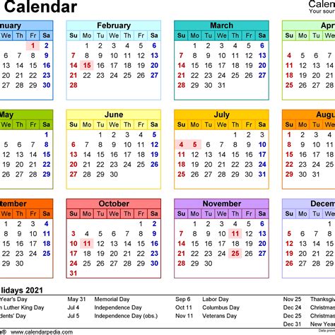 20 2021 Holidays Calendar Free Download Printable Calendar Templates ️