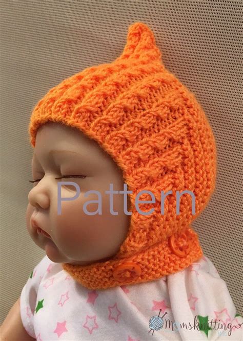 Knitting Pattern Pixie Hat Bonnet Newborn Baby Toddler Instant