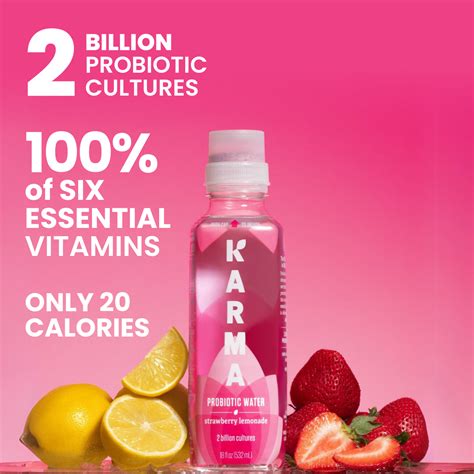 Karma Probiotic Water Strawberry Lemonade 18 Fl Oz 1 Count Bottle
