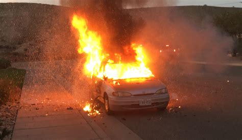 Car Consumed By Flames Explosions Couple Spotted Running Away From