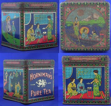 Hornimans Tea Tin Dated 1820 And Featuring Images Of Japanese People