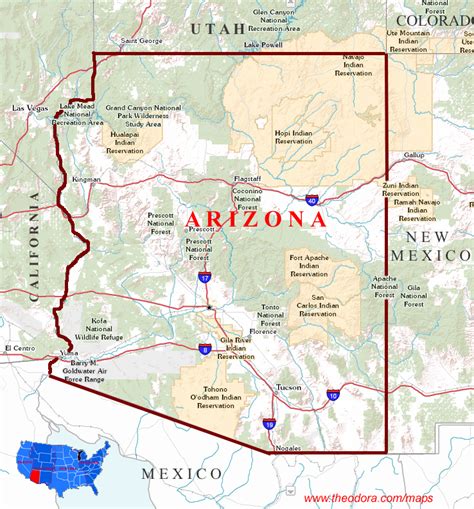 Geographic Map Of Arizona Cities And Towns Map
