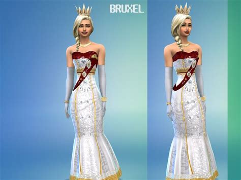 Her Royal Majestys Formal Attire Gold Accents White Base Red Sash To