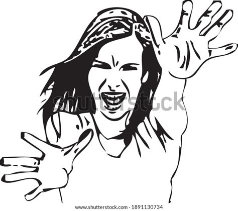 black white drawing screaming woman stock vector royalty free 1891130734 shutterstock