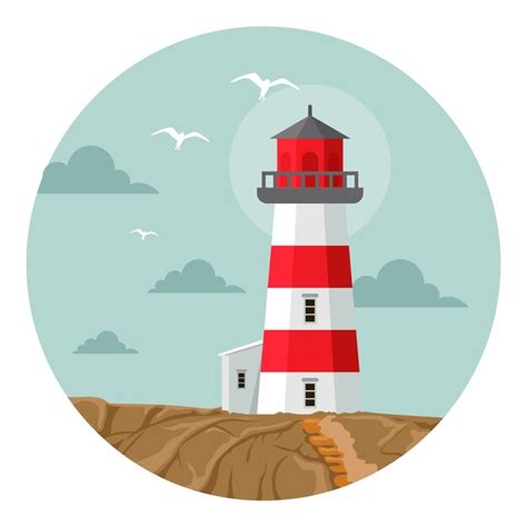 Premium Vector Landscape Sea Lighthouse Beautiful Illustration