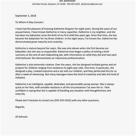 Writing A Babysitter Recommendation Letter Invitation Template Ideas