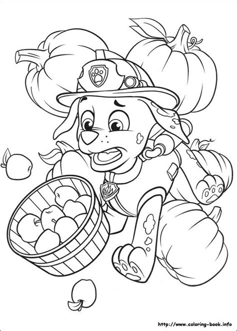 Join rubble and skye and all of the pups as they adventure through this fun holiday. Marshall - Thanksgiving Paw Patrol coloring page | Fall coloring pages, Paw patrol coloring ...