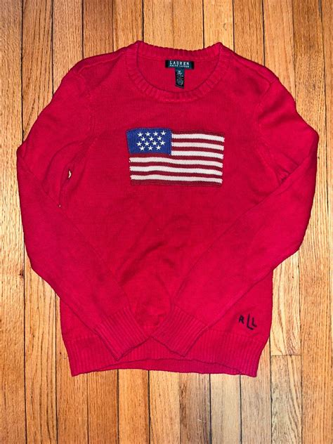 Polo Ralph Lauren Polo Ralph Lauren American Flag Sweater In Red Grailed