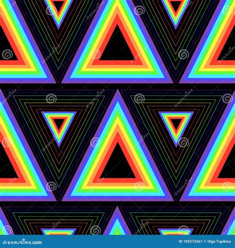 Color Rainbow Triangles Seamless Pattern Stock Vector Illustration