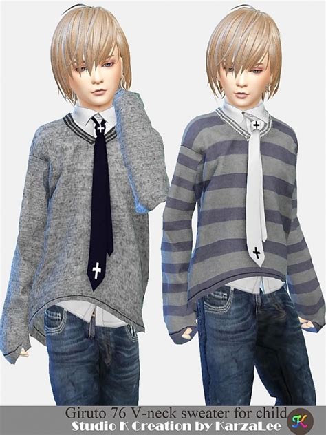 Giruto 76 V Neck Sweater For Child At Studio K Creation Sims 4 Updates