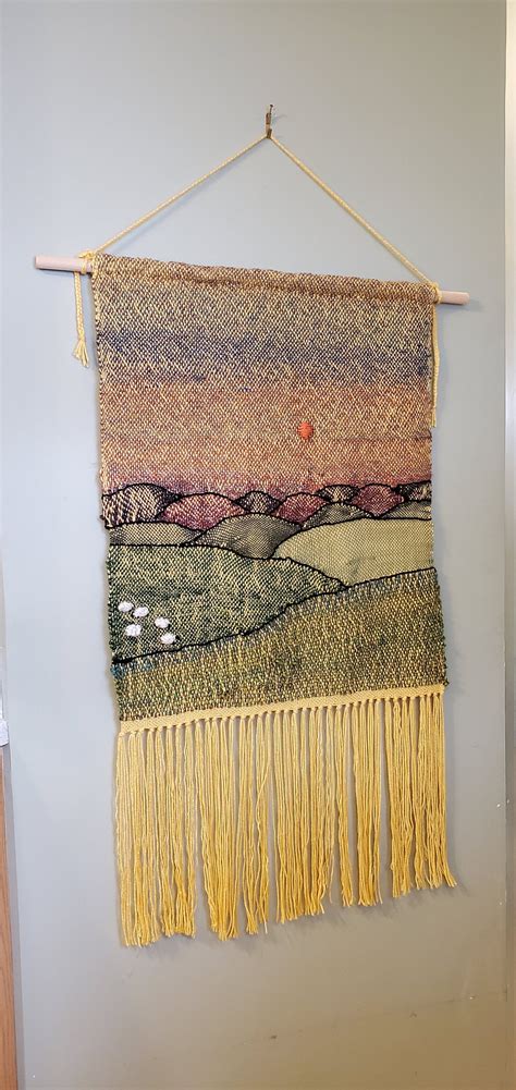 Large Woven Wall Hanging Handwoven Tapestry Sunset Over Etsy