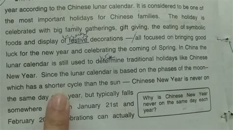 Translation Of Paragraphs 1 2 Unit 2 Chinese New Year Class 10