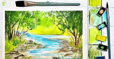 Summer Water Color Landscape Painting For Beginners