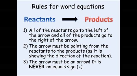 Ks3 Chemistry Writing Word Equations Youtube