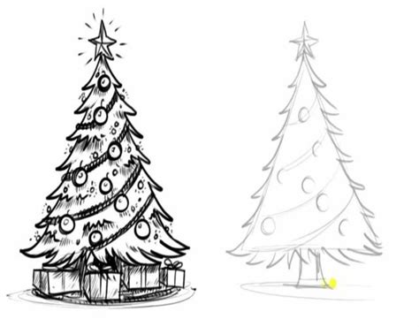 Estudiar sus formas, colores y texturas nos. Cómo dibujar un árbol de navidad: Fácil paso a paso