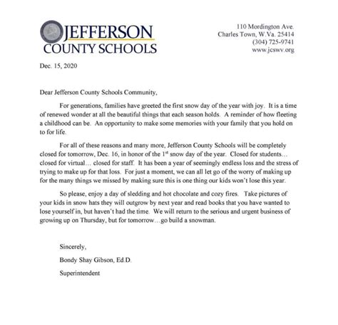 A For This Letter Jefferson County Schools Will Be Completely Closed
