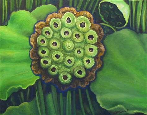 Lotus Pods Oil Lots Of Texture Flower Painting Lotus Pods Flowers