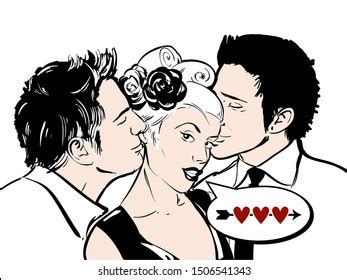 Couple Cheating Flirt Threesome Stock Illustrations Images