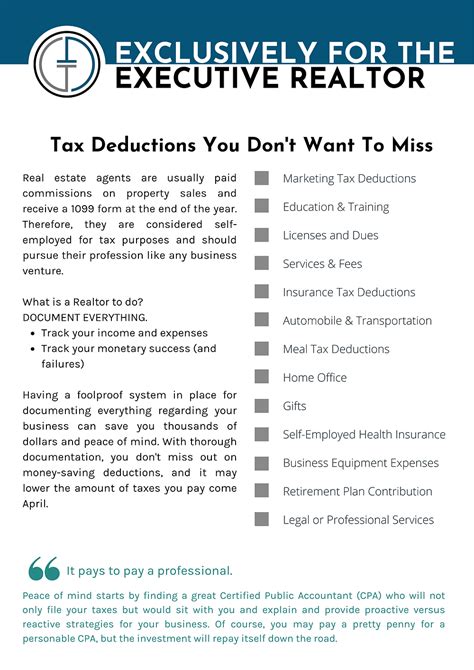 Printable Tax Deduction Cheat Sheet