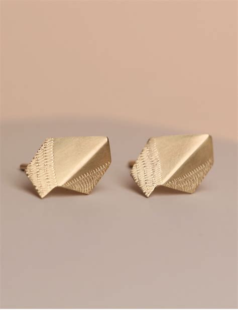 Handmade Gold Fold Stud Earrings E G Etal Melbourne