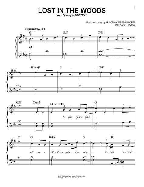 Lost In The Woods From Disneys Frozen 2 Sheet Music Jonathan Groff