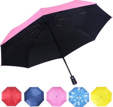 Automatic Black Umbrella Anti Uv Sunrain Windproof 3 Folding Compact