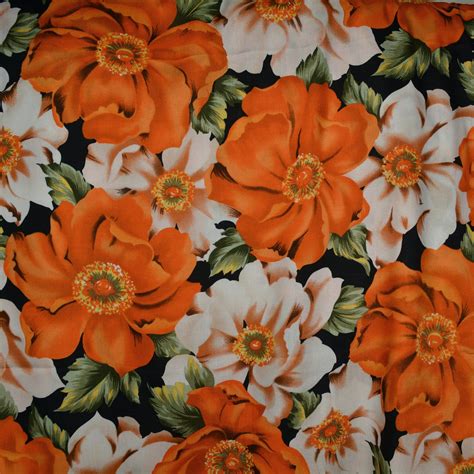 Orange Floral Fabric Large Scale California Poppies Freespirit Fabrics