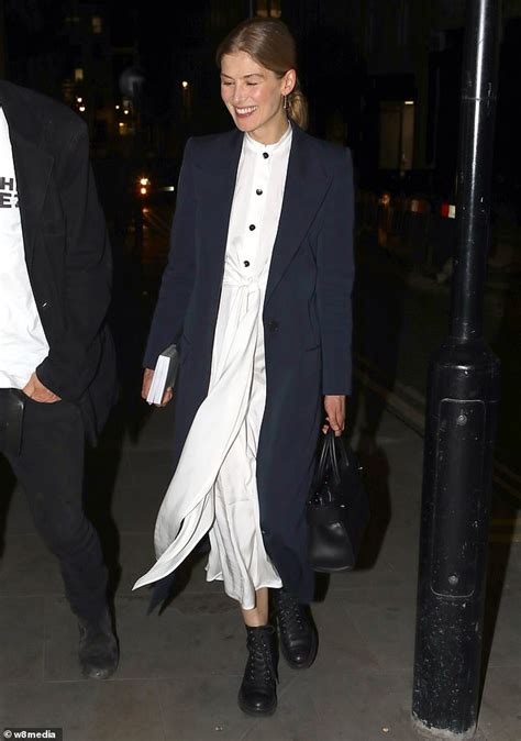 Rosamund Pike Oozes Elegance In A White Dress As She Enjoys Night Out