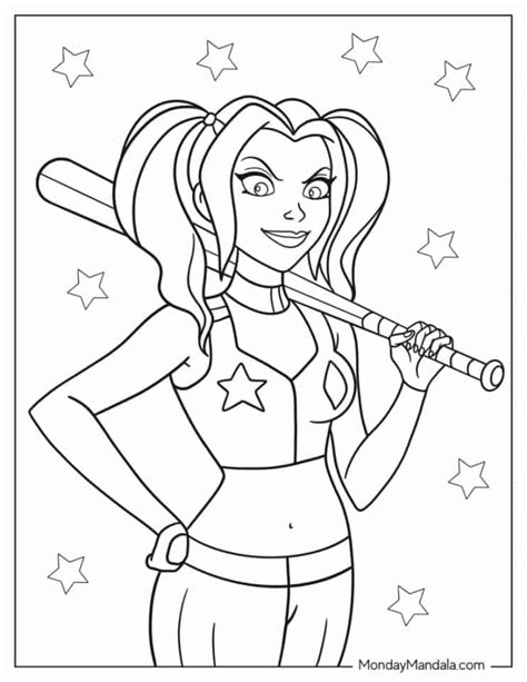 20 harley quinn coloring pages free pdf printables