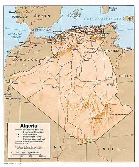 Detailed Political And Administrative Map Of Algeria With Relief Roads