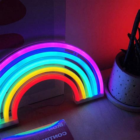 Led Rainbow Neon Sign Lights Bedside Night Light