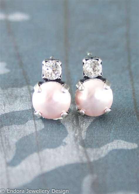 Pink Pearl Bridesmaid Earrings Pink Bridesmaid Earrings Bridesmaid Earrings Bridal Earrin