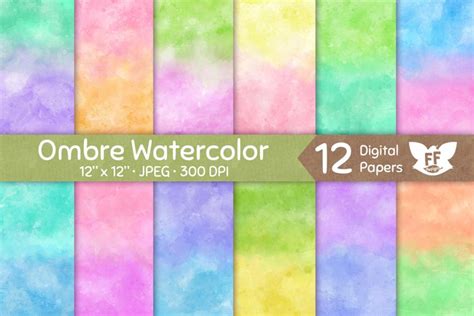 Soft Pastel Watercolor Textures Gradient Digital Paper Set