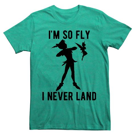 Peter Pan Mens Im So Fly I Never Land T Shirt Green Disney Shirts