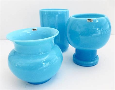 Opaque Blue Glass Vases By Erik Hoglund For Sale At 1stdibs