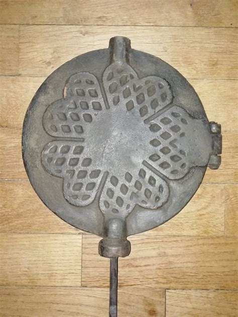French Antique Large Cast Iron Waffle Maker With Hearts Etsy