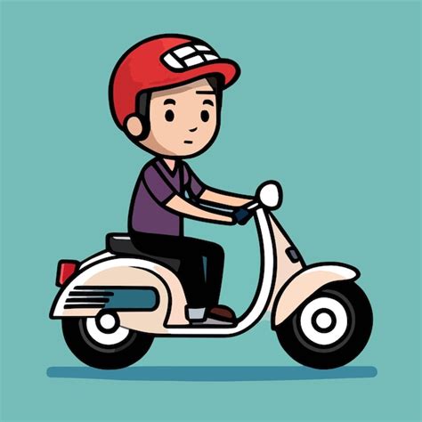 Premium Vector A Man Is Riding A Motorcycle Flat Cartoon Design