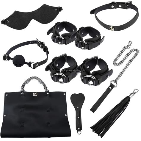 Bdsm Bondage Sets 8pcst Sex Bdsm Bondage Kit Leather Handcuffs Ball Gag Whip Collar Paddle