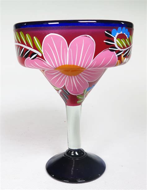 Mexican Margarita Glass 15oz Hand Painted Pop Red Designs