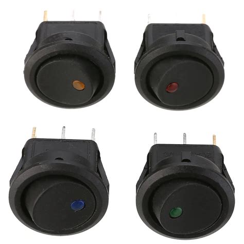 4pcs 12v Car Led Dot Light Rocker Switch Auto Boat Round Rocker Onoff