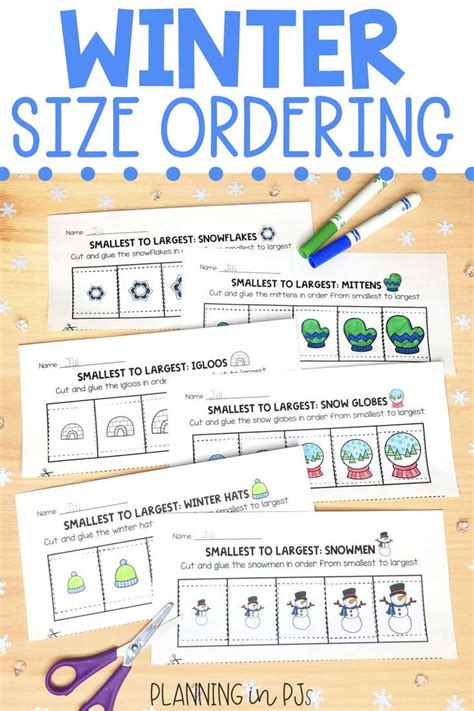 Winter Size Ordering Bundle From Smallest To Largest Guided Math