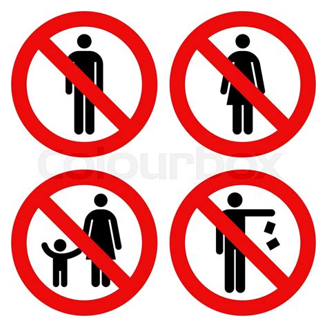 No Man Sign No Woman Sign Parent And Child Sign No Littering Sign