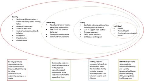 Socio Ecological Model Illustrating Range Of Problems Identified