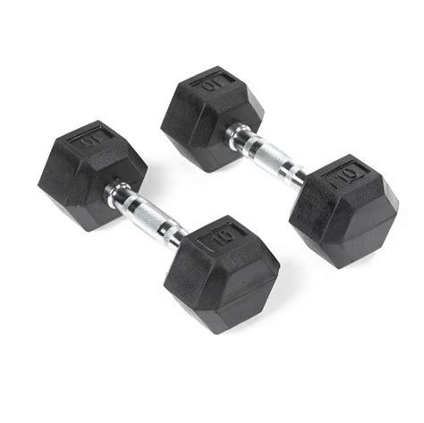 10 Lb Rubber Hex Dumbbells With Chrome Handle Titan Fitness