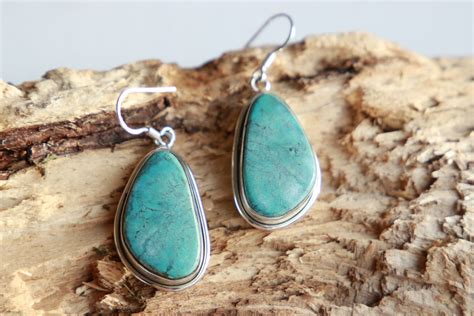 Arizona Turquoise Earrings Rare Blue Turquoise Sterling Silver