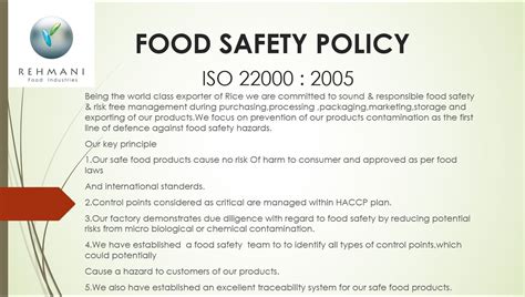 Food Safety Policy Template